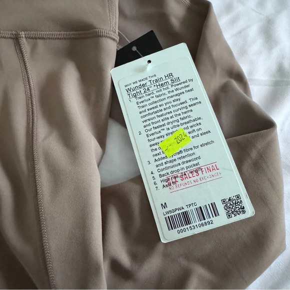 🆕🤎 Lululemon Asia Fit Wunder Train HR Tight 24” Hem Slit - Tauptastic Tan - Picture 8 of 14